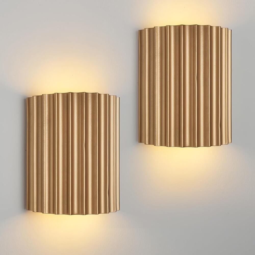 Gold Resin Modern LED Wall Sconces Wall Lighting Set of 2 Indoor Hardwired Wall